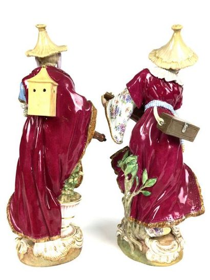 null MEISSEN Pair of porcelain figurines representing two Chinese "malabar" musicians...