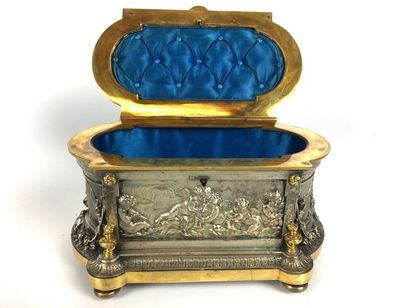 null L. OUDRY ET CIE Curved jewellery box in silver and gold-plated bronze with decoration...