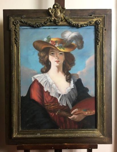 null D'après Elisabeth VIGEE LEBRUN Autoportrait Pastel 73 x 54 cm à vue