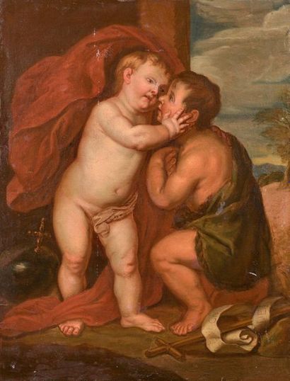 null 18th century FRENCH SCHOOL, follower of Anthony Van DYCK Child Jesus and Saint...
