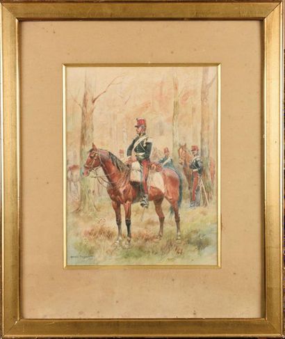 null Maurice TOUSSAINT (1882-1974). Ecole française. « Officier de chasseurs à cheval,...
