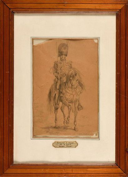 null Horace VERNET, attribué à. « Grenadier à cheval de la garde royale ». Fin dessin...