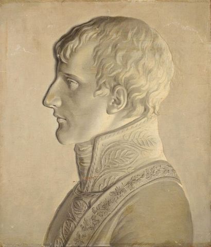 null Piat SAUVAGE, attribué à. « Bonaparte 1er Consul ». Portrait en buste de profil...