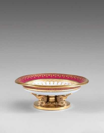 null SÈVRES Round dolphin stewpot from the service fond purple, Views of Italy, France,...