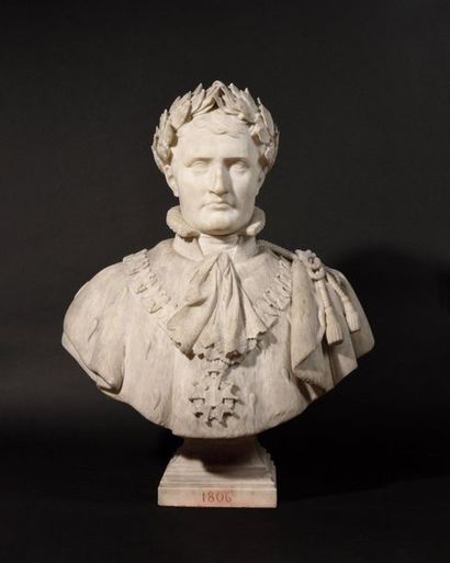 null Jean Baptiste Eugène GUILLAUME (1822-1905) Buste en marbre blanc représentant...
