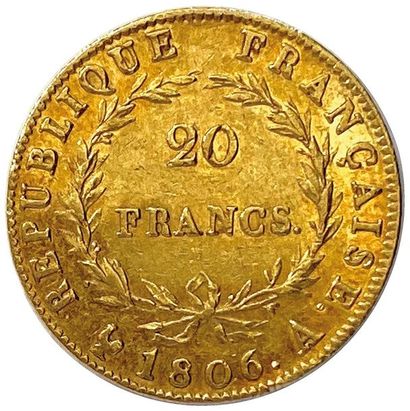  NAPOLÉON Ier 1804-1814 20 Francs or (tête nue / RÉPUBLIQUE FRANÇAISE) 1806 Paris....