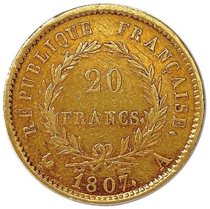 null NAPOLÉON Ier 1804-1814 20 Francs or (tête laurée / RÉPUBLIQUE FRANÇAISE) 1807...