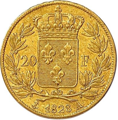 null CHARLES X 1824-1830 20 Francs gold 1828 Paris. (6.44 g) T.B.