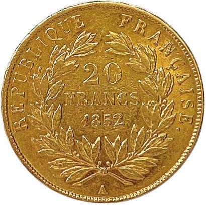 null LOUIS-NAPOLÉON BONAPARTE Prince President 1852 20 Francs gold 1852 Paris. (6.44...