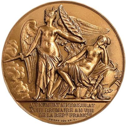 null Lot de quatre médailles : Médaille pendentif en argent représentant Bonaparte...