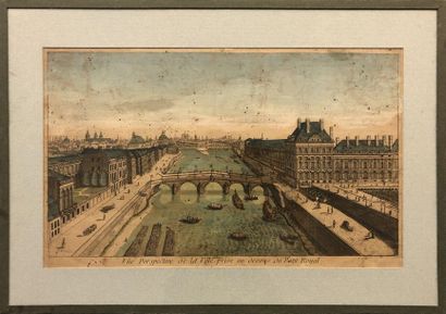 null PARIS : -Vue d'optique représentant le Pont Marie et le Pont Rouge de Paris...