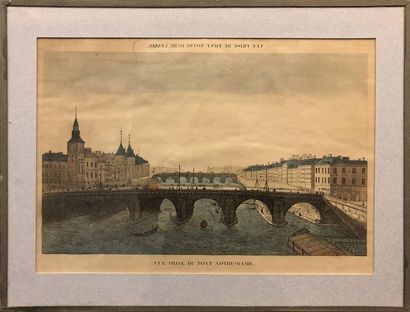 null PARIS: -Optical view representing the Pont Marie and the Pont Rouge in Paris...