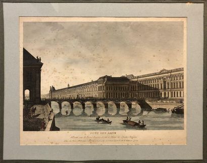 null PARIS: -Optical view representing the Pont Marie and the Pont Rouge in Paris...