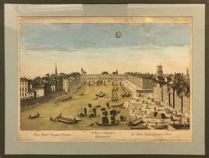 null PARIS : -Vue d'optique représentant le Pont Marie et le Pont Rouge de Paris...