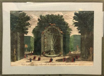 null VERSAILLES : Vue et perspective de l'arc de triomphe de Versailles – le bassin...