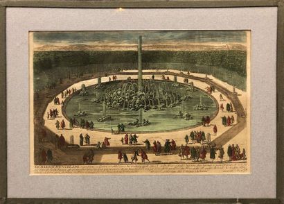 null VERSAILLES : Vue et perspective de l'arc de triomphe de Versailles – le bassin...
