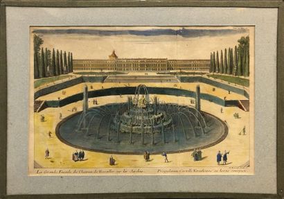 null VERSAILLES : - le Château de Versailles et ses deux ailes – Vue et perspective...