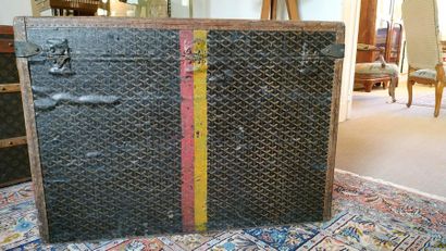 null GOYARD Travel trunk with red and yellow stable band, in coated goyardine, reinforcements...