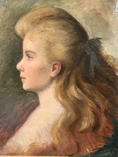 null Oil on canvas

Maiden portrait in profile

Gilded wood frame

Monogrammed R.V.

46...