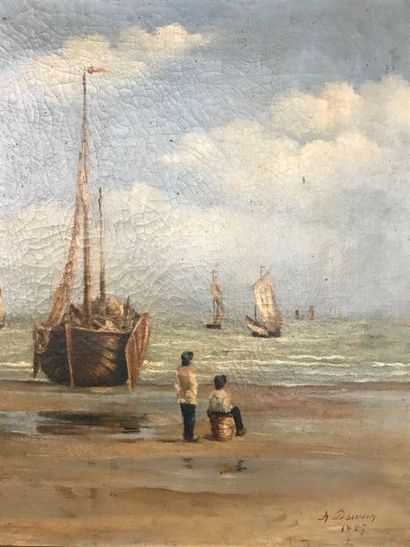 null A. DAWSON

Bord de mer

Signé et daté 1887 en bas à droite

Huile sur toile

Craquelures

Joli...