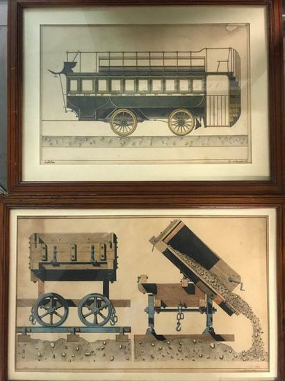 null Two industrial watercolours 

signed and dated Corbillon 1867 and 1868

26 x...
