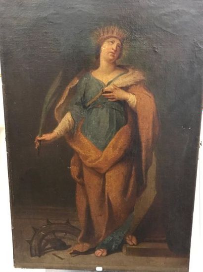 null SPANISH SCHOOL 18th century

Oil on canvas

Saint Catherine

Unsigned

Old backing...