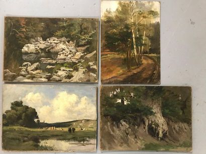 null Suite of four oils glued on cardboard

Landscapes

Unsigned

Approx. 26 x 38...