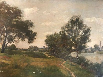 null French schools of the 19th century 

-Oil on canvas

Landscape 

23 x 31 cm

Little...