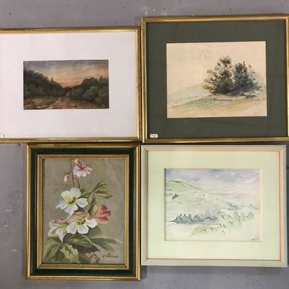 null Set of five framed pieces:

- G. THORLEY

Walk in the forest

SBG Watercolor

13.5...