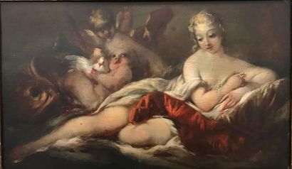 null Ecole du XVIIIème siècle 

Allégorie, femme nue 

Huile sur panneau

24 x 39...