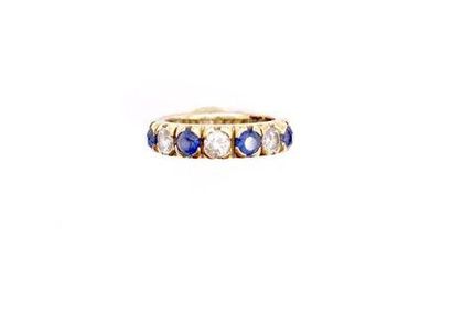 null ALLIANCE with an alternation of 6 sapphires and 6 brilliant-cut diamonds. French...