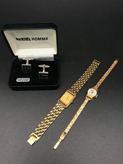 null RYKIEL HOMME, a pair of rhodium-plated cufflinks, a Seiko Lassale watch, a Suizex...