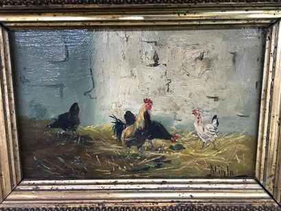 null French School of the XIXth century

The chickens

Oil on panel, signed lower...