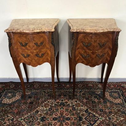 Pair of Louis XV style bedside tables in...
