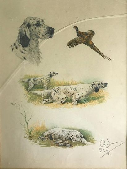 null RIAB

Suite de trois gravures en couleur 

Oiseaux et chiens

Signés

Chez Ducher

33,5...