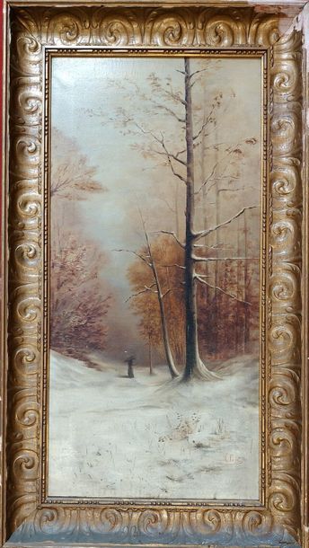 null ECOLE FRANCAISE du XIXème siècle

Forêt enneigée

Huile sur toile 

Signée en...