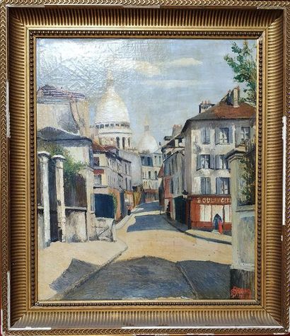 null FRENCH SCHOOL of the 20th century 

Streets in Montmartre

Pair of oils on canvas

Signed...