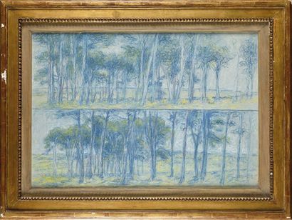 null Attributed to Achille LAUGE (1861-1944) Study of trees Mixed technique, with...