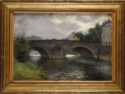 null Siebe Johannes TEN CATE (1858-1908) Pont à Anseremme Pastel Signé en bas à gauche,...