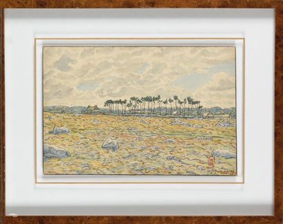 null "Henri RIVIERE (1864-1951) Paysage à Loguivy Watercolour Signed with monogram,...