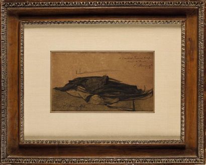 null François BONVIN (1817-1887) Le sac du ramoneur Drawing in charcoal and stump...