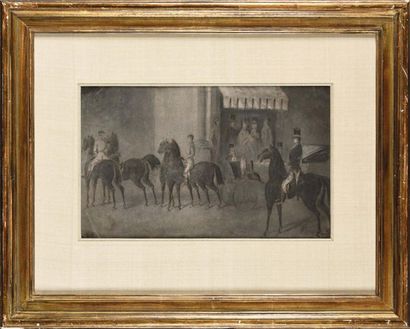 null Constantin GUYS (1802-1892) Cavaliers Dessin au lavis 21 x 34 cm Exhibition:...