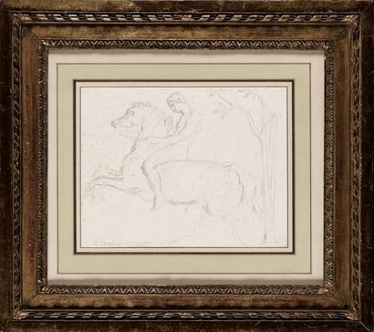 null Théodore CHASSERIAU (1819-1856) Cavalier Dessin à la mine de plomb Signé en...