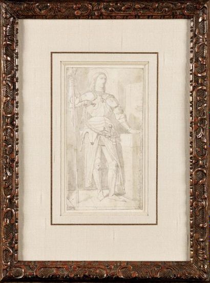 null " Attributed to Jean Auguste Dominique INGRES (1780-1867) Study of Joan of Arc...