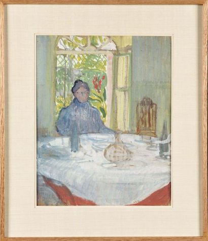 null Jean Emlie LABOUREUR (1877-1943) Le déjeuner Gouache Porte le cachet du monogramme...