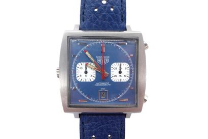 null HEUER MONACO VERS 1970 Réf. 1133/163361 Chronographe acier rectangle automatique....