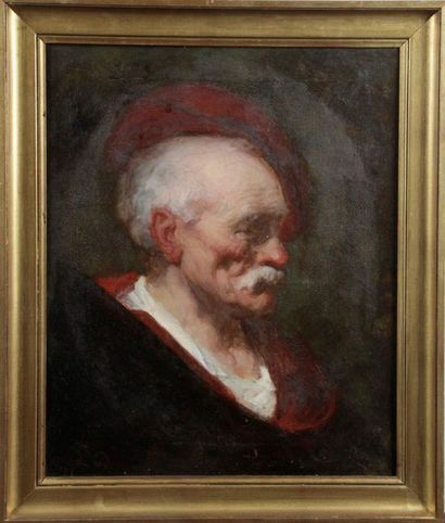 null Attribué à Alfred LAVIDIERE (act.c.1846-1885) Portrait d’homme au béret rouge...