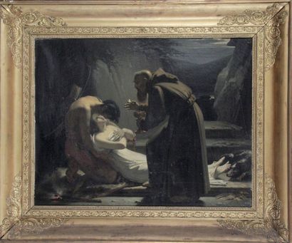 null Pierre-Je´ro^me LORDON (1780 - 1838) La communion d' Atala Toile d'origine Cadre...