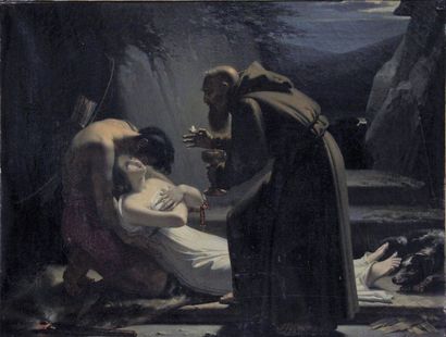 null Pierre-Je´ro^me LORDON (1780 - 1838) La communion d' Atala Toile d'origine Cadre...