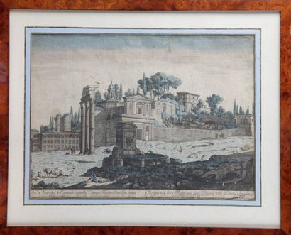 null «Vue du marché Romain appelé CAMPO VACINO, d’où l’on voit les ruines du palais...